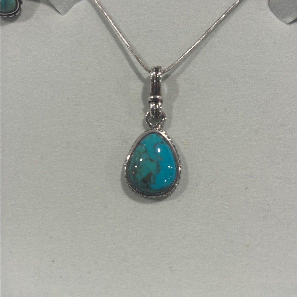 Vintage Stauer Turquoise & Silver Necklace and Earring Set ~ Never Worn - Picture 9 of 10